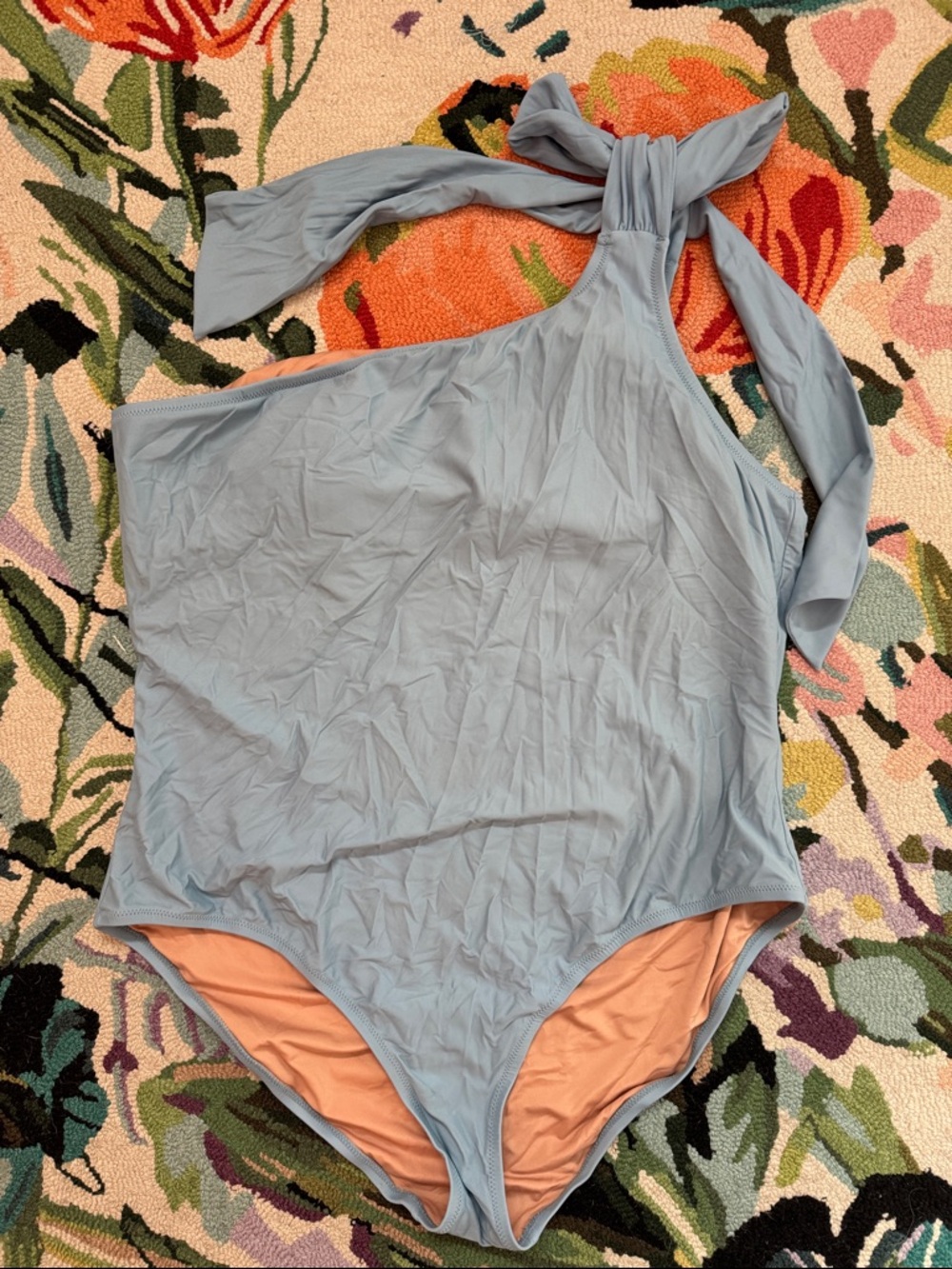 J Crew One-Shoulder One-Piece Swimsuit in Light Blue